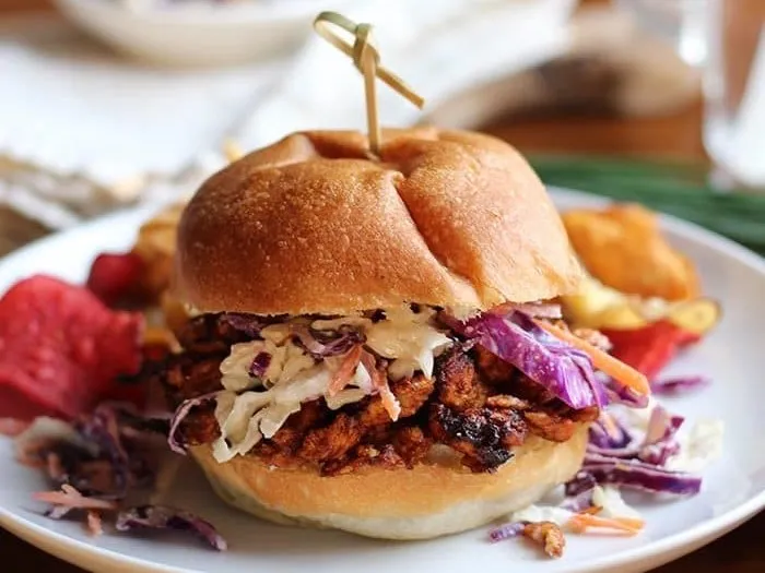 Pulled Tofu and Slaw on a Bun